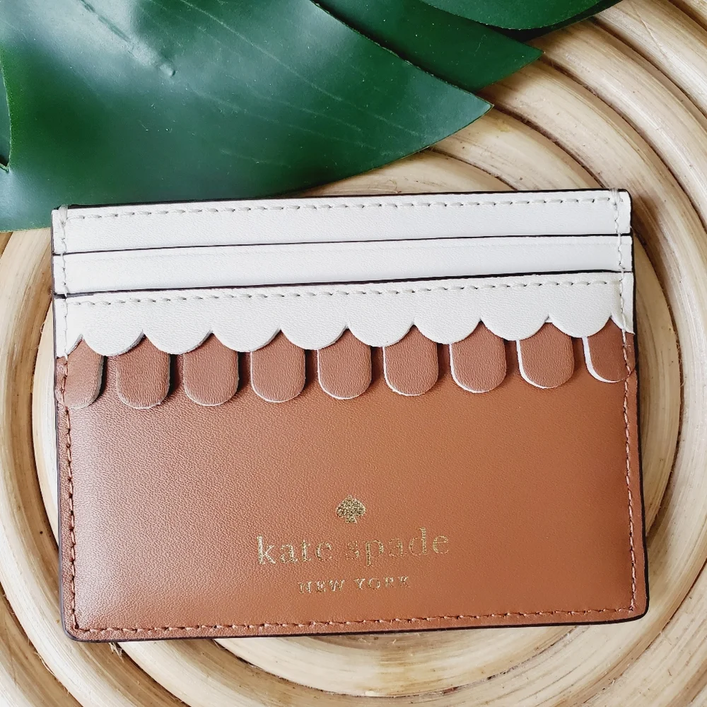 🆕 New Kate Spade Gingerbread Card Holder Slim Card Multi Brown Pink - Picture 2 of 3